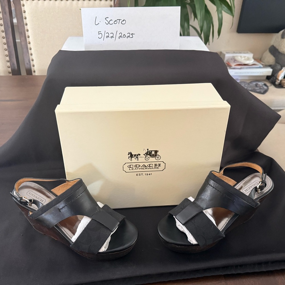 Coach Black Wedge Sandals Sleek Design